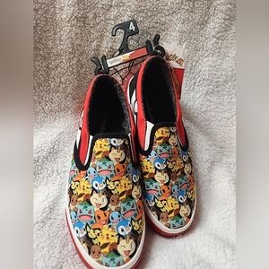 Pokemon Kids Slip-On Sneakers - Red, Blue, Yellow Size 4  Big Boy